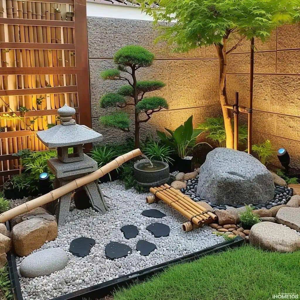 tiểu cảnh vườn nhật tại vị trí giếng trời